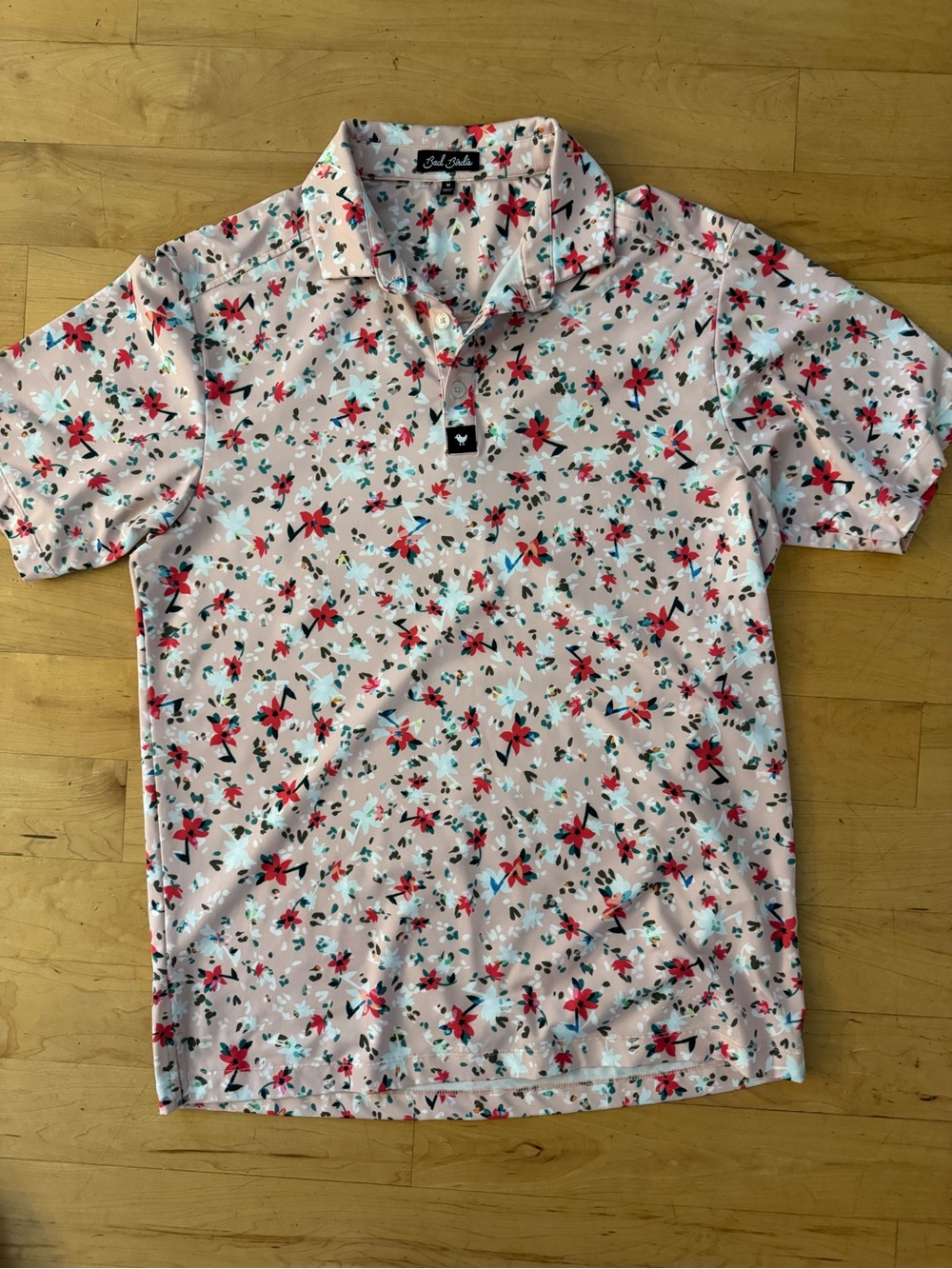 Bad Birdie Pink Floral Performance Polo